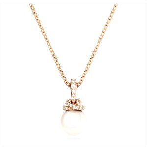 Rose Gold Pendant Necklace with Crystal Pearl, 16.92 Inches
